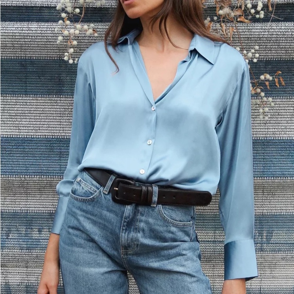 ZARA - Satin Effect Button Down Shirt